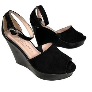 Chinese Laundry Women’s Black Suede & Patent Leather Platform Shoes 8.5M